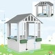 preview thumbnail 3 of 6, Outsunny Kids Wooden Playhouse, Outdoor Garden Games Cottage, with Working Door, Windows, Flowers Pot Holder, 47" x 38" x 54"