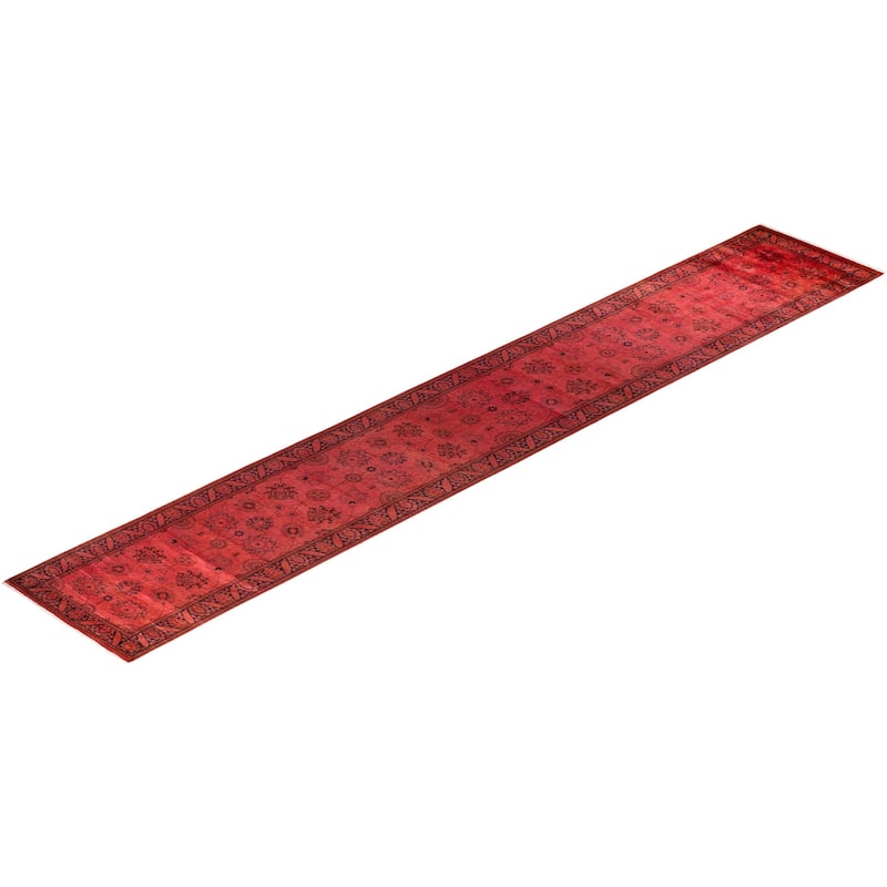 Fine Vibrance, One-of-a-Kind Hand-Knotted Runner Rug - Orange, 2' 7" x 15' 10" - 2' 7" x 15' 10"