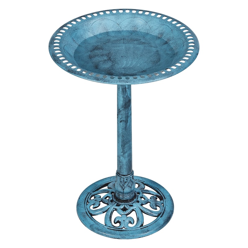 Javlergo 28" Pedestal Outdoor Bird Bath for Outside Vintage Bronze Polyresin Lightweight Antique
