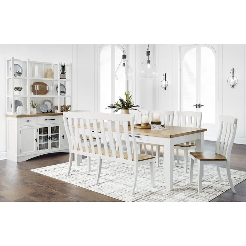 Signature Design by Ashley Ashbryn White/Brown Dining Table - 86" W x 42" D x 30.9" H