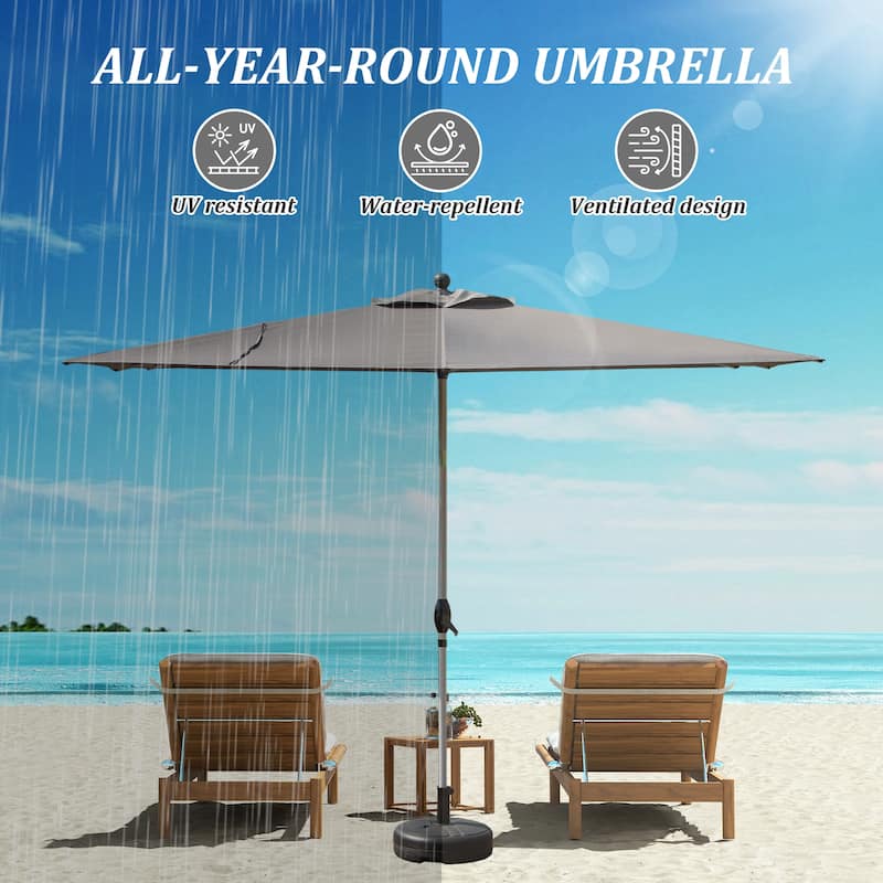 GDFStudio - Rectangular Patio Umbrella with Crank Lift and Multi-Angle Tilt, UV-Resistant Outdoor Shade