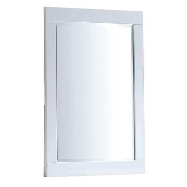 27 Inch Contemporary Wooden Frame Rectangular Mirror, White Bed Bath & Beyond 32904606