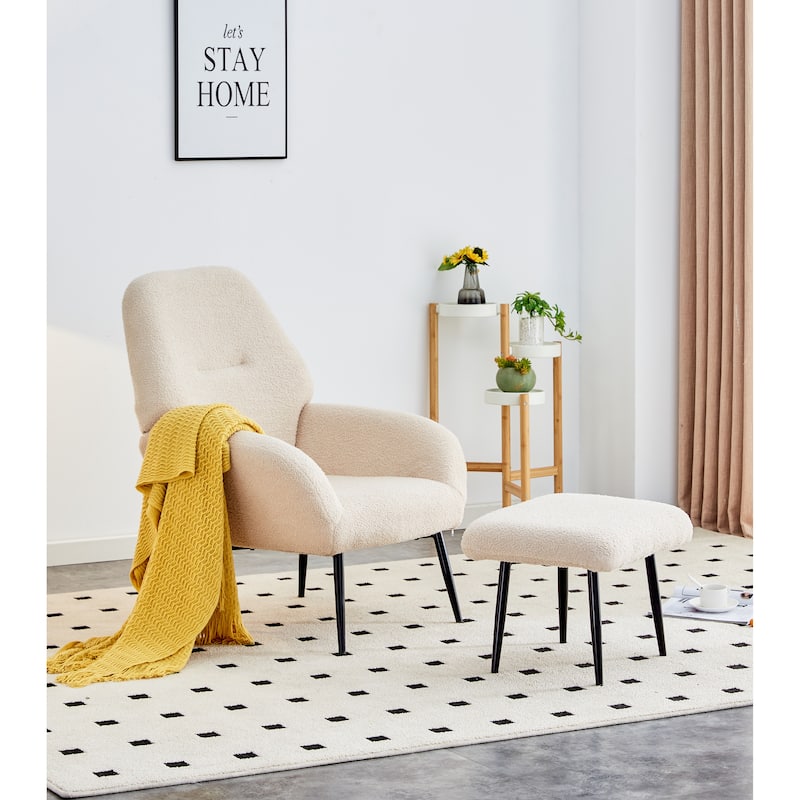 29.5" High Back Tufted Accent Chair with Ottoman