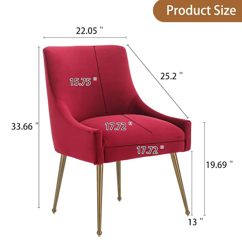 Clihome Stainless Steel Frame Dining Velvet Side Chairs(Set of 2)