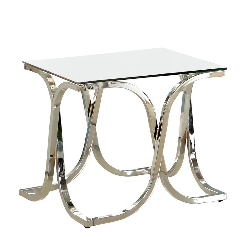 24 in. Silver and Clear Square Glass End Table, Sturdy Build End Side Table for Living Rooms