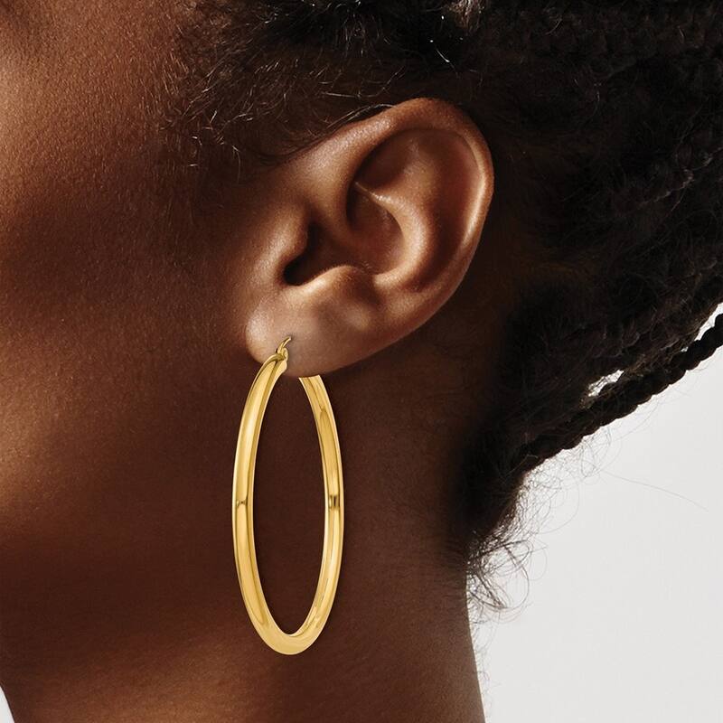 Curata 14k Yellow Gold Polished Hoop Earrings - 45x45mm