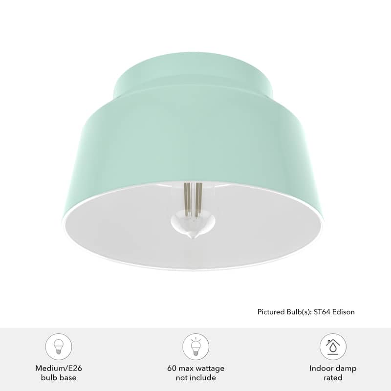 Hunter Cranbrook 1-Light Flush Mount Ceiling Light - Bathroom, Office, Hall, Kitchen - Mid-Century Modern - Damp Rated!