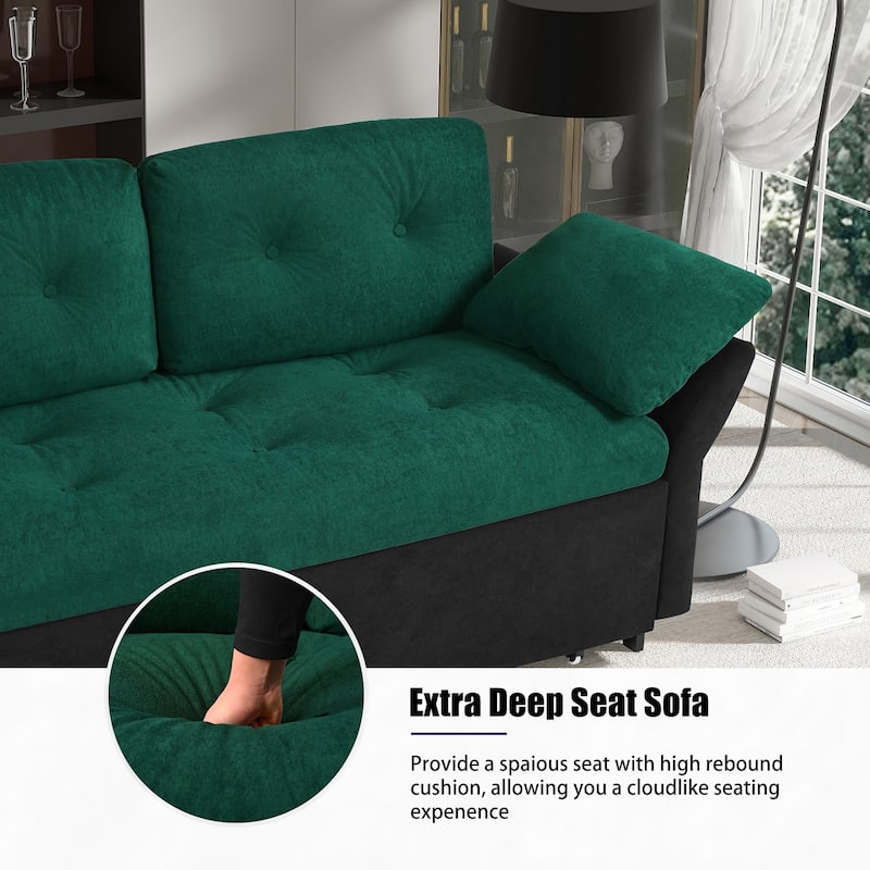 3-in-1 Convertible Sleeper Couch, chenille Loveseat Sofa