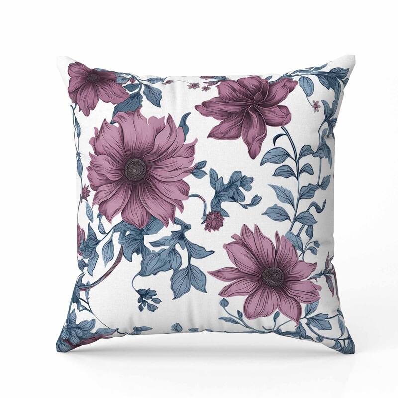 Harvest of Sunshine Indoor/Outdoor Reversible Throw Pillow Blue and Pink
