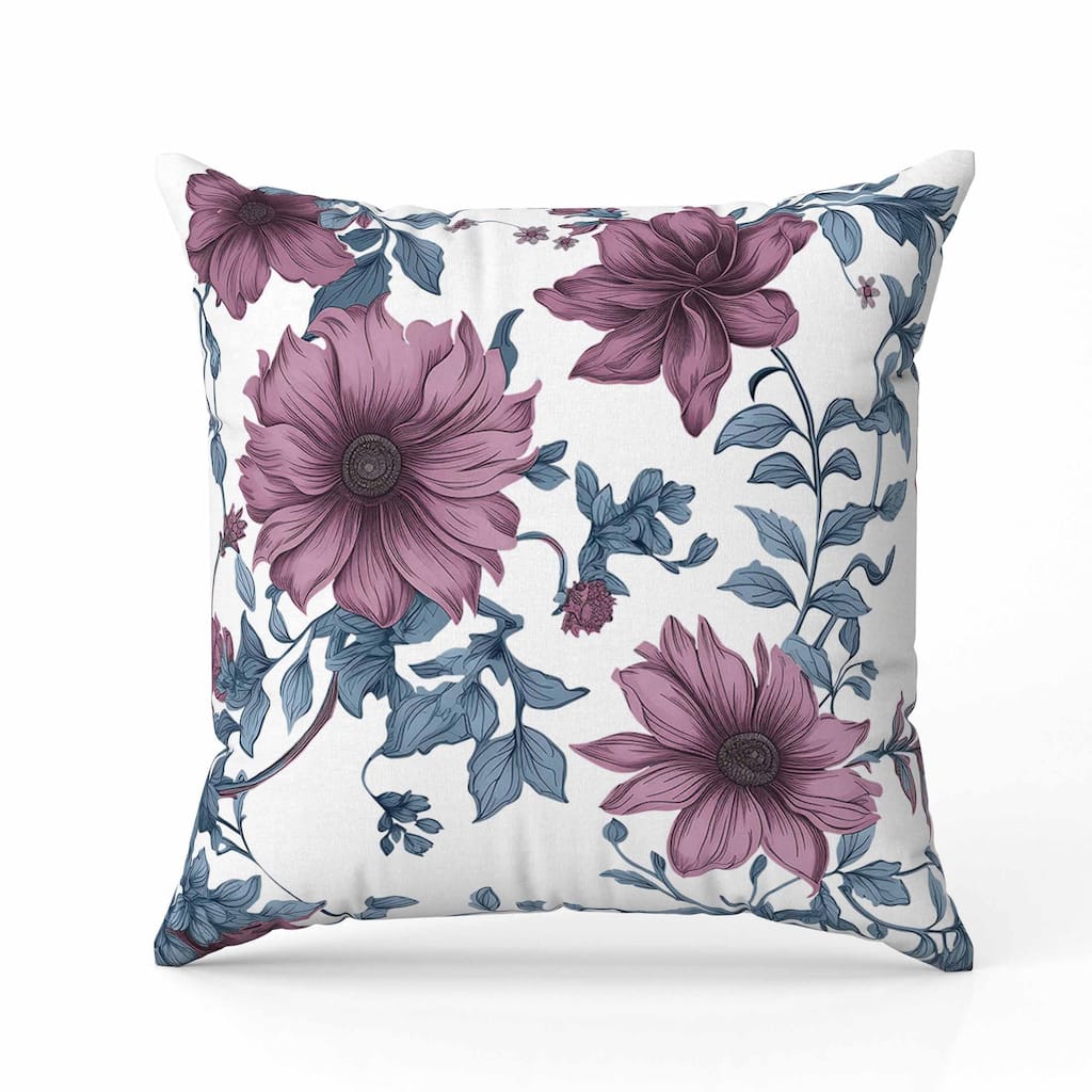 Harvest of Sunshine Indoor/Outdoor Reversible Throw Pillow Blue and Pink