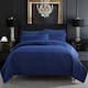 3-piece Fashionable Solid Embossed Quilt Set Bedspread Cover - Navy flower - Queen