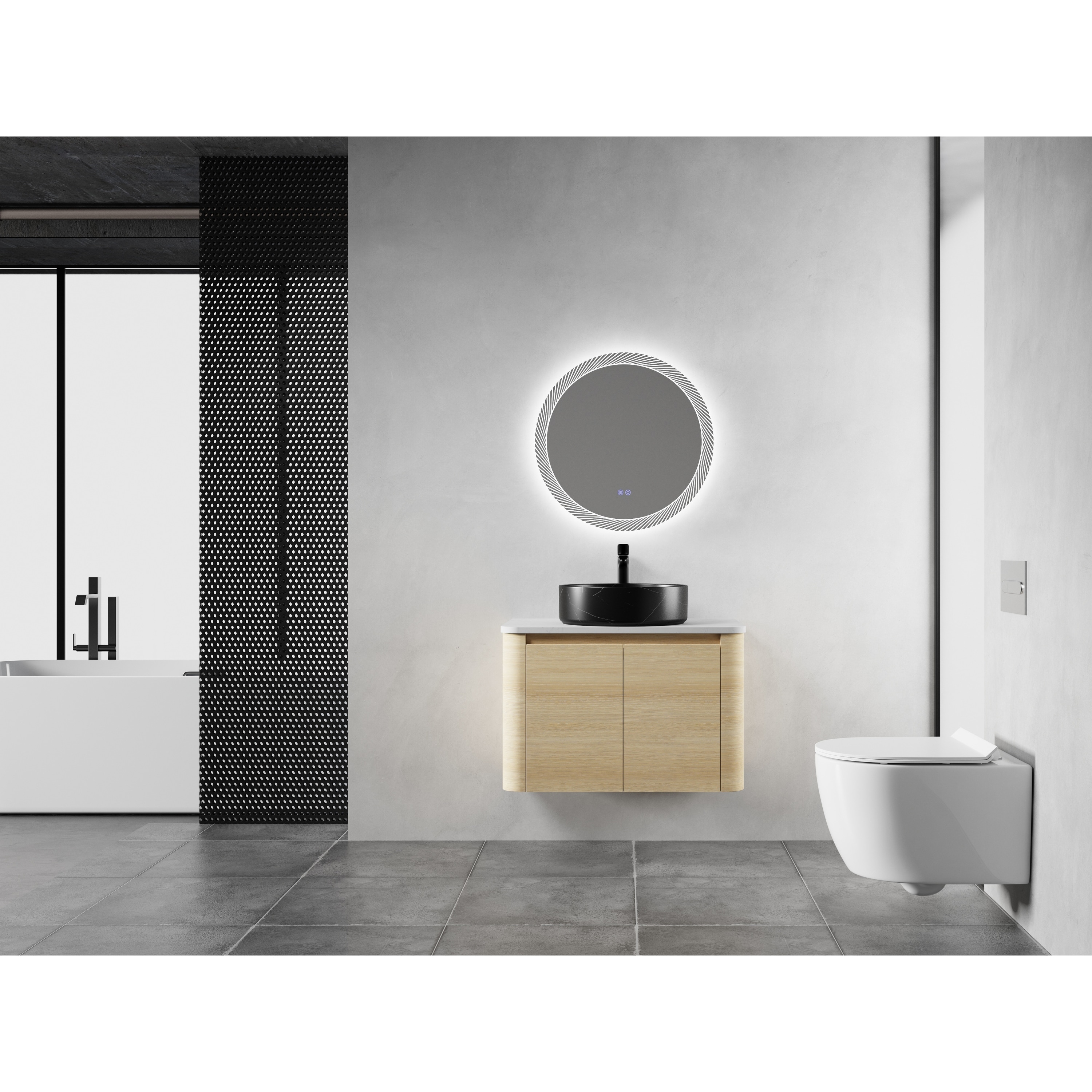 30-Inch Wall-Mounted Bathroom Vanity With Ceramic Art Sink And Soft-Close Doors