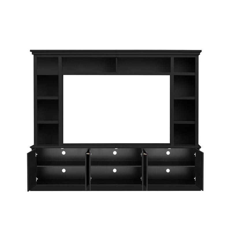 Mid-Century Modern Wall Unit Entertainment Center With Bookshelf For Tvs Up To 70", 94.8" TV Stand With Adjustable Shelf