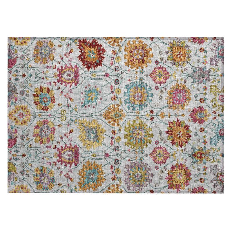 Machine Washable Indoor/ Outdoor Traditional Kashan Chantille Rug