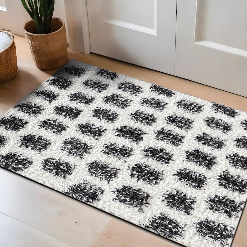 Scandinavian Arrow Shag Rug - Modern Look - Anthracite Dark Gray - Easy Maintenance - Anthracite - 2' x 3'