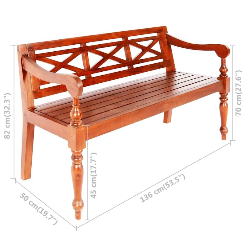vidaXL Bench Entryway Wooden Batavia Bench for Hallway Solid Wood Mahogany