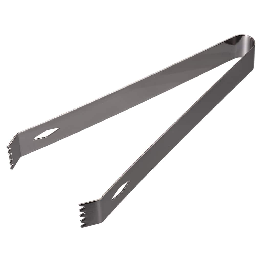 Stainless Steel Ice Bucket Tongs Serving Bar Tongs for Ice Cube Sugar, Black - 6.3" x 0.8”