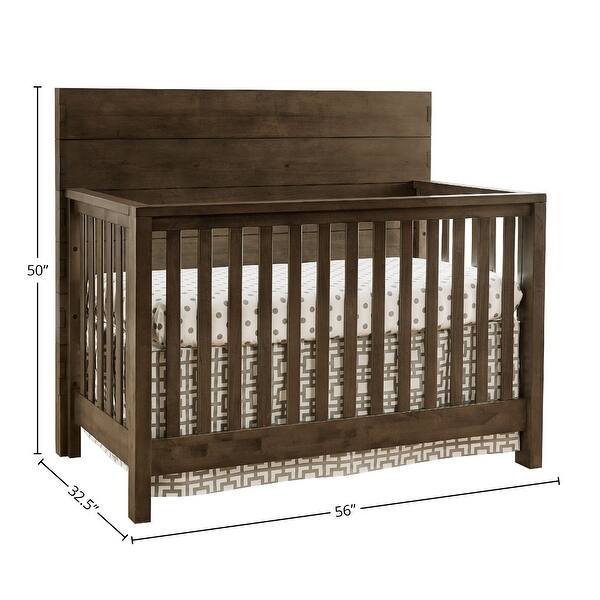 Dovetail 56" Wide Contemporary Convertible Crib, Graphite Gray