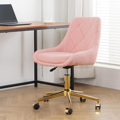 Pink+Gold Teddy Modern 22.3" Upholstered Buttons Tufted Accent Chair with Chrome Legs for Living Room