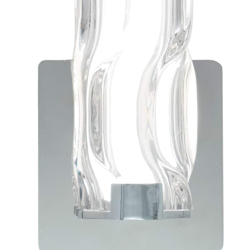 Marseille 1-Light Bathroom Vanity Lighting Fixture, Clear Wave Glass Shade, Dimmable, Integrated LED, Wall Mounted Sconce