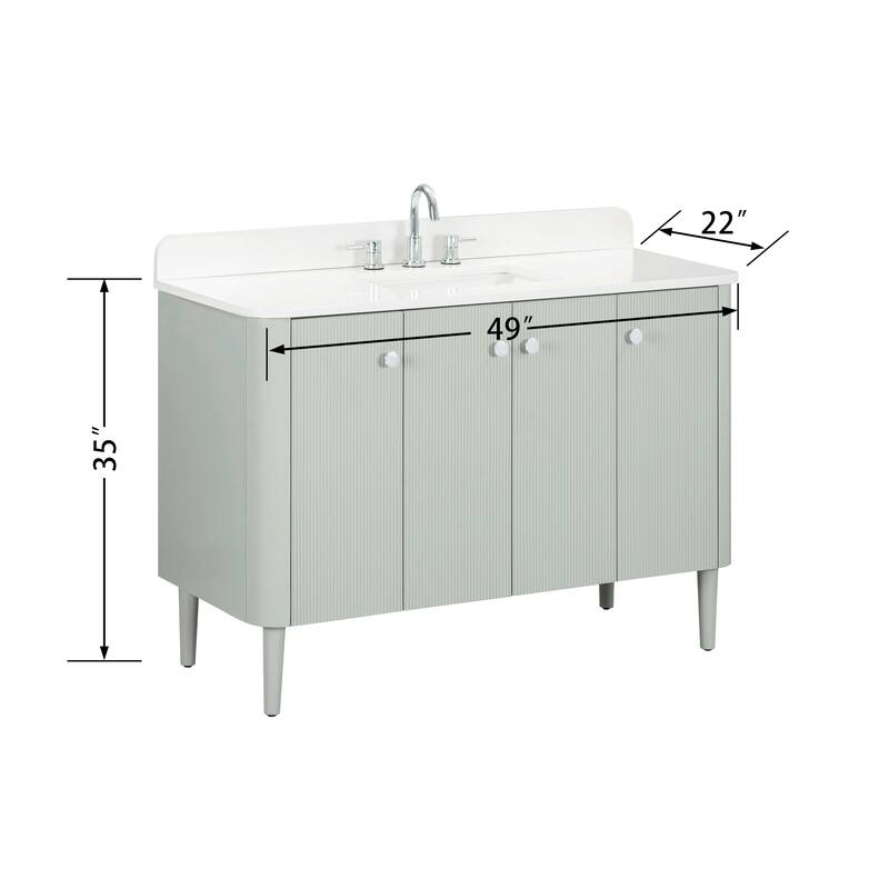 Haley Bathroom Vanity in Soft Sage with White Engineered Stone Top