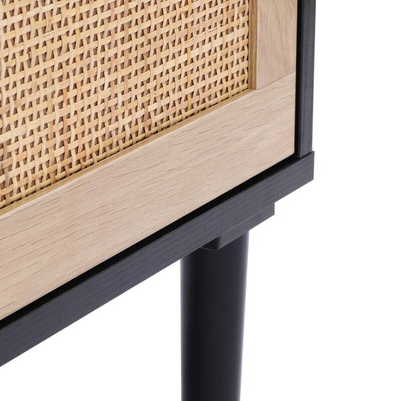 5 Drawer Rattan Dresser - Black/Natural