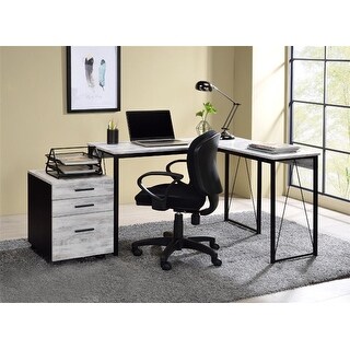 L-Shaped Writing Desk,Office Tables for Small Spaces, Antique White ...