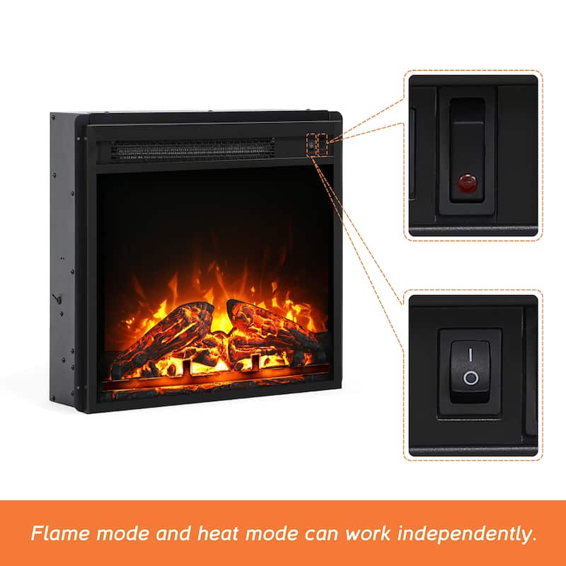 18" Electric Fireplace for Bedroom Office, 1400W - 18 Inch