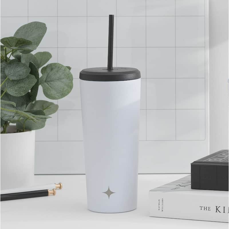JoyJolt Vacuum Insulated Stainless Steel Tumbler Bottle with Flip Lid and Straw - 24 oz - 24 oz
