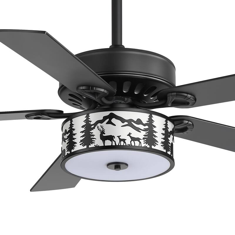 52-inch Reversible 5-Blade Caged Ceiling Fan with Light and Remote