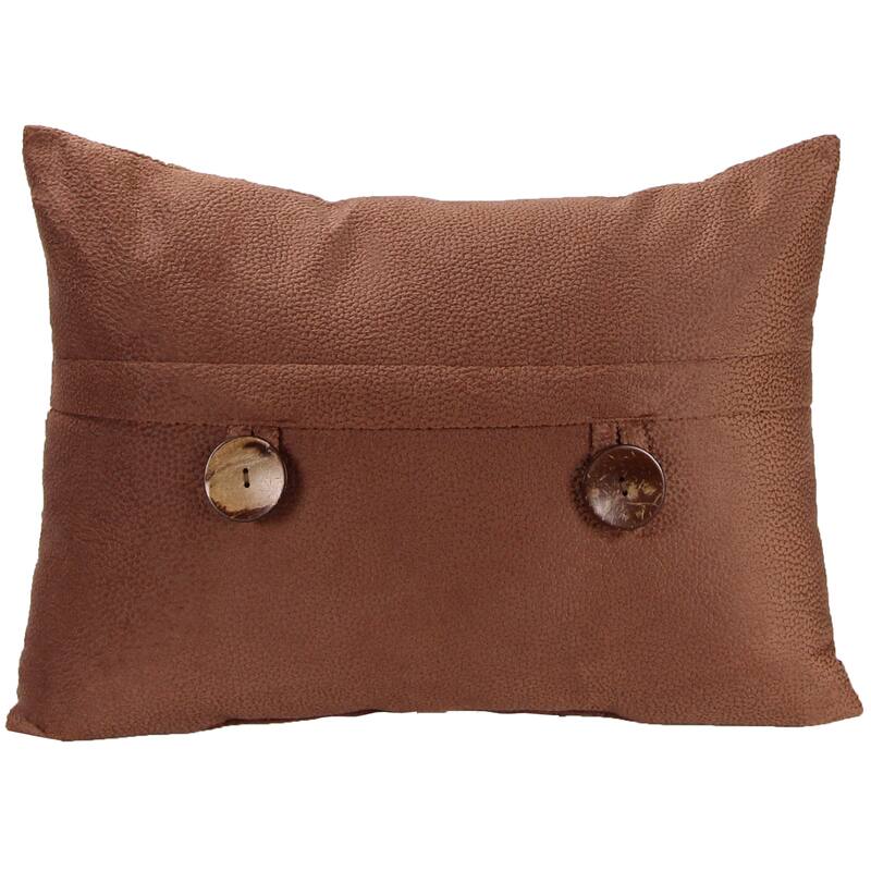 20" x 14" Solid Reversible Indoor Lumbar Throw Pillow with Buttons - Cinnamon