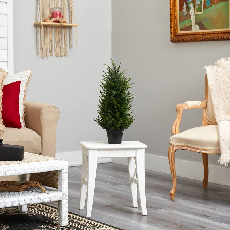 Artificial Cypress Tree with Lights - 18 Inch Indoor Outdoor Decorative Tree - Green - 11-20 Inches