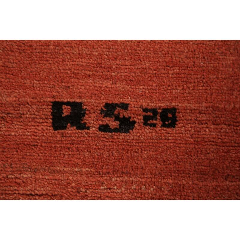 Orange Modern Gabbeh Area Rug Oriental Tribal Hand-Knotted Wool Carpet - 6'5" x 9'9"