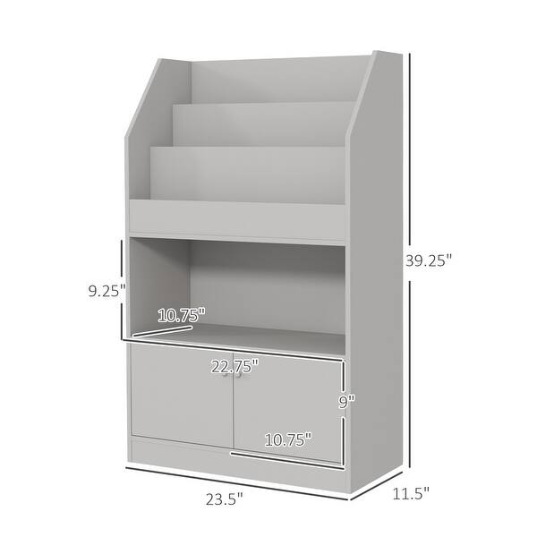 dimension image slide 1 of 2, 2 Door Nursery Bookcase Toy Storage with Shelves