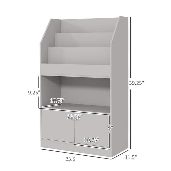 dimension image slide 0 of 2, Kids Bookcase with 3 Shelves, 1 Storage Compartment and 1 Cabinet