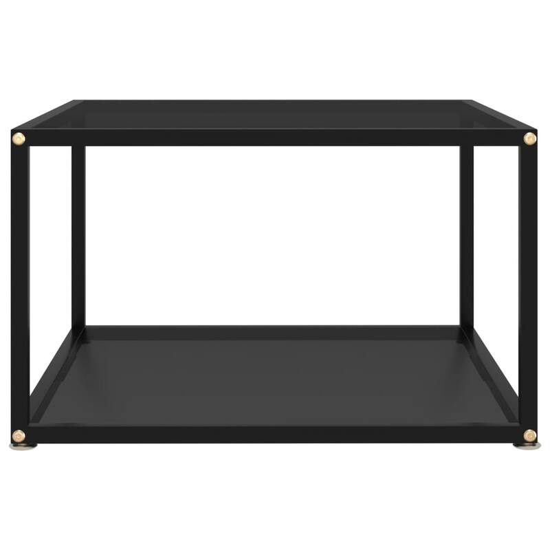vidaXL Coffee Table Black 23.6"x23.6"x13.8" Tempered Glass - 23.6" x 23.6" x 13.8"