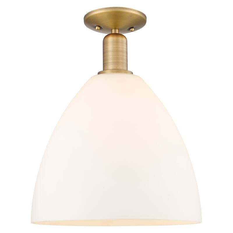 Innovations Lighting Endless Possibilities Arcadia - Bristol - 1 Light 12" Semi-Flush Mount - Brushed Brass/Matte White