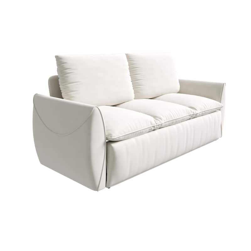Velvet Loveseat Daybed, Pull Out Sofa Bed with Blanket Set, 3-Seat Convertible Sleeper Sofa with 2-in-1 Pillow