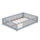 preview thumbnail 9 of 12, Full Size Bed Floor Bed with Safety Guardrails and Door for Kids