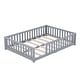 preview thumbnail 90 of 106, Twin/Full/Queen Size Floor Bed with Safety Guardrails for Kids, Wood Montessori Bedframe w/ Door, Children's Noiseless Beds