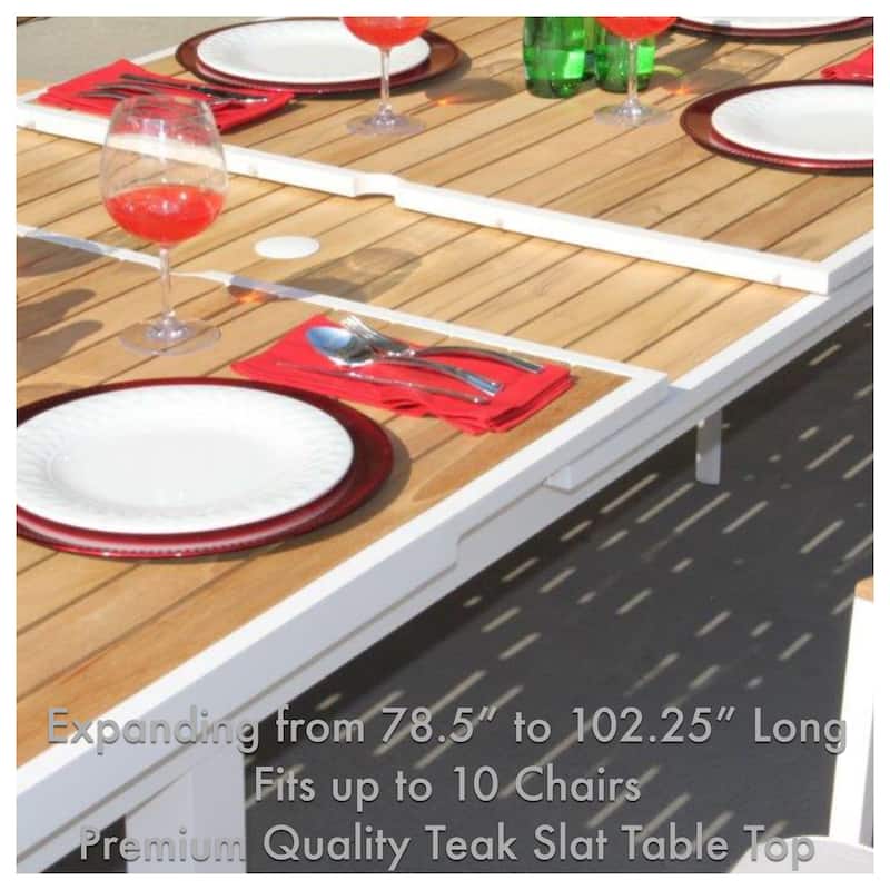 Catania White 9-Piece Aluminum Outdoor Dining Set with Sling Set in White - N/A