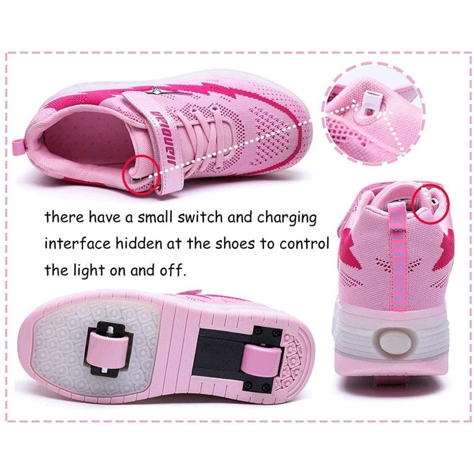 pit4tk Kids Sneakers LED Shoes with Lights Casual Walking Wheels Children Girls Boys Comfortable Shoes