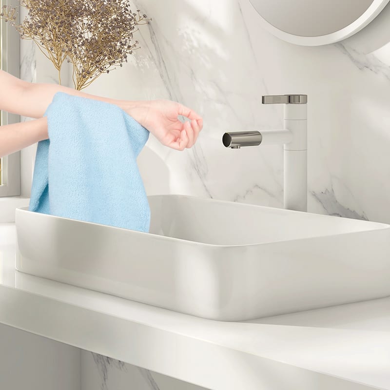 Striped Cotton Hand Towels, 14 x 30 Inch Highly Absorbent and Quick Dry Towels for Bathroom, Kitchen and Hotel Light Blue