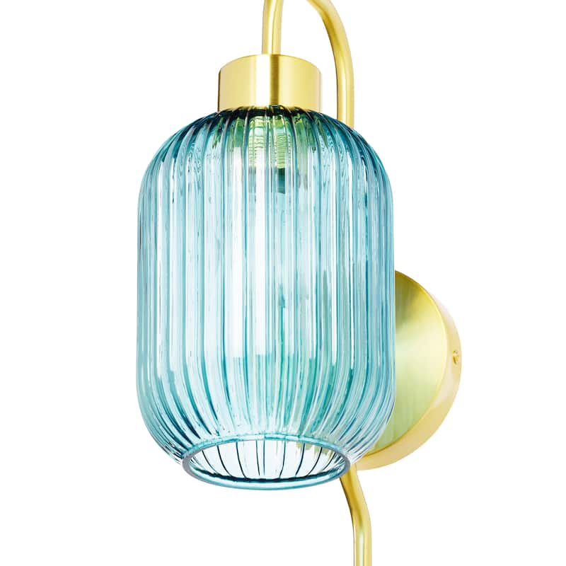 Adrienne River of Goods White Glass and Metal Retro Wall Sconce