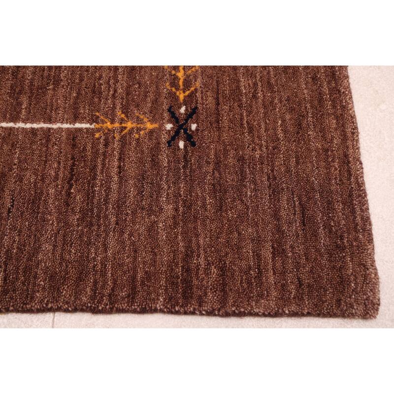 ECARPETGALLERY Hand Loomed Kashkuli Gabbeh Brown Wool Rug - 4'10 x 7'10