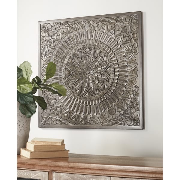 Shop Briony Boho Chic Antique Gray Carved Wood Wall Decor Overstock 27872144