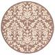 SAFAVIEH Courtyard Bettylou Indoor/ Outdoor Damask Area Rug - 6'7" x 6'7" Round - Chocolate/Natural