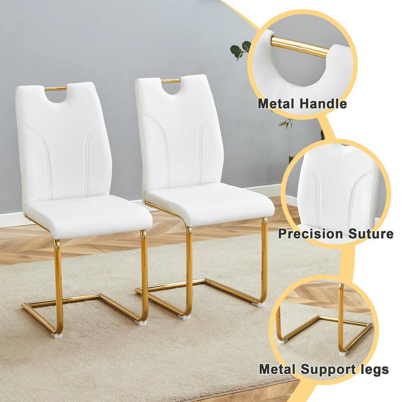 PU Dining Chair Set, Uniquely Designed Dining Chairs, Pu Material, Paired With Gold Metal Chair Legs, (Set Of 6)