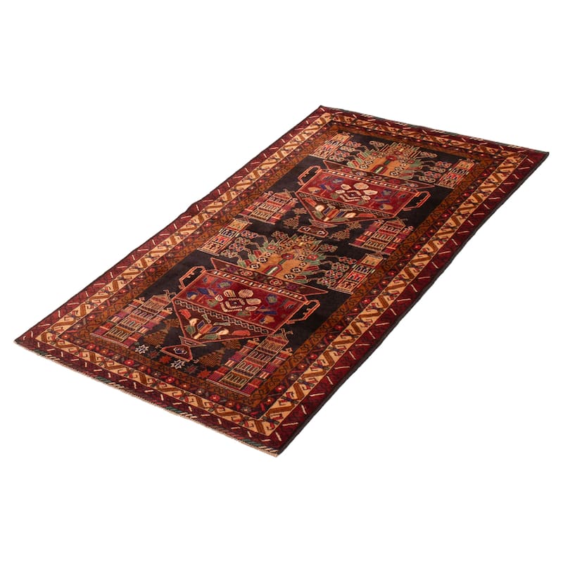 Teimani Black Rug 3'7" x 6'7" - 3'7 x 6'7
