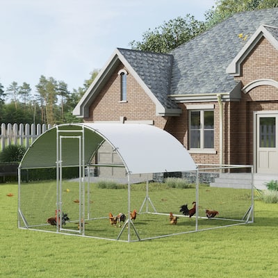 Large Outdoor Chicken Coop with Shady Roof and Galvanized Steel Frame Mesh Ventilation for Holds 10-12 Poultry